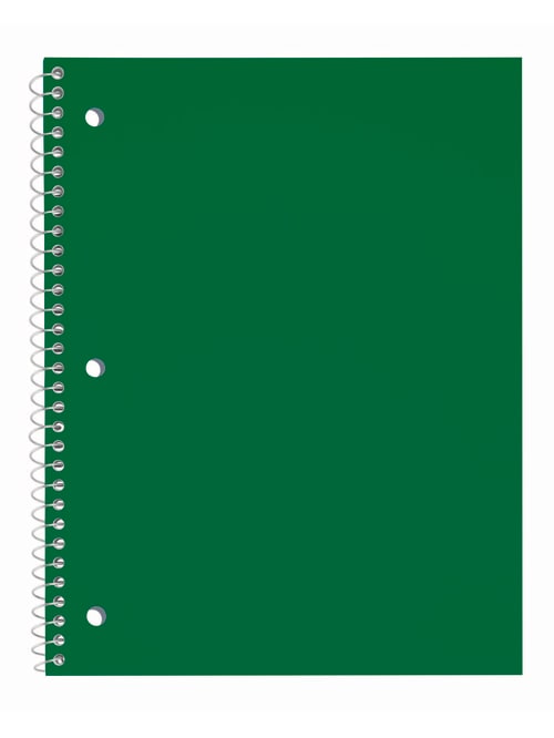 Just Basics Poly Spiral Notebook 8 12 X 10 12 College Ruled 140 Pages 70 Sheets Green Office Depot