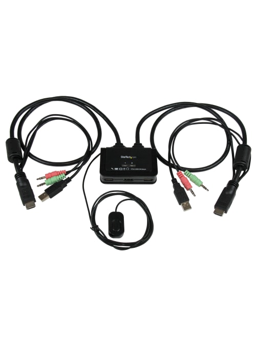 Startech Com 2 Port Usb Hdmi Cable Kvm Switch With Audio And Remote Switch Usb Powered 2 Computers 1 Local Users 1920 X 1200 3 X Usb 2 X Hdmi Office Depot