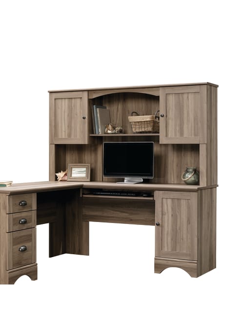 Sauder Harbor View Wood Hutch Salt Oak Office Depot