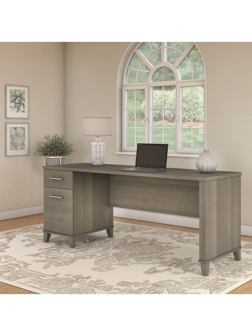 Bush Furniture Somerset Office Desk With Drawers 72 W Ash Gray Standard Delivery Office Depot
