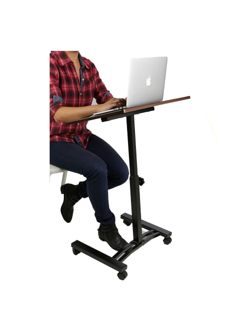 Mind Reader Adjustable Metal Standing And Sitting Laptop Cart Black Office Depot