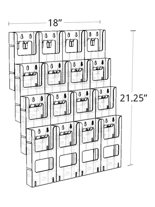 Azar Displays Wall Mount Brochure Holder Trifold 16 Pockets 15 X 19 Office Depot