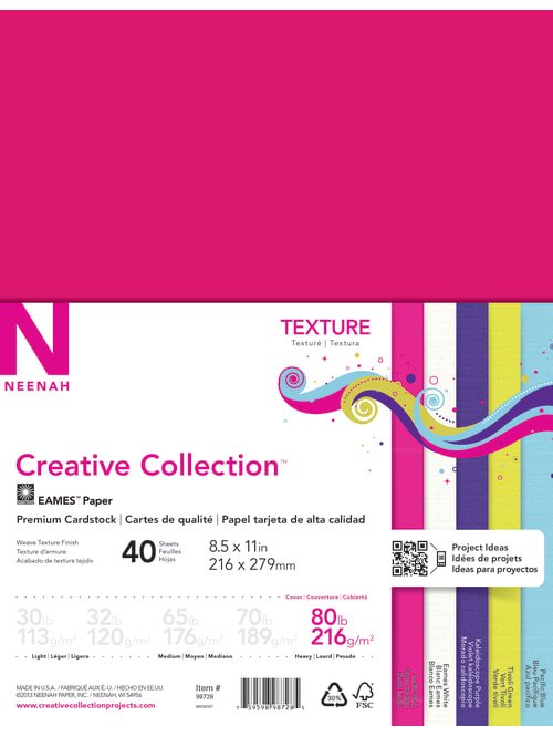 Neenah Creative Collection Textured Paper Letter Size 8 12 X 11 80 Lb Assorted Bright Colors 40 Sheets Office Depot