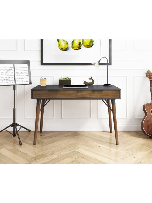 Elle D Cor Dani 47 W Writing Desk Old World Rustic Pinedusk Gray