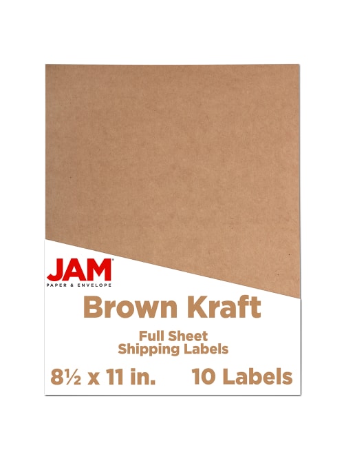 Jam Paper Full Page Mailing And Shipping Labels 337628602 8 12 X 11 Brown Kraft Pack Of 10 Office Depot