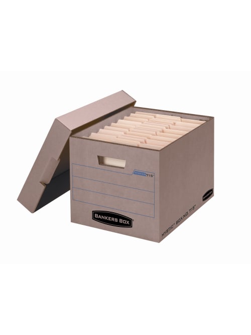 Bankers Box Mystic Storage Boxes With Lift Off Lids Letterlegal Size 10 X 12 X 15 85percent Recycled Kraftgreen Case Of 25 Office Depot