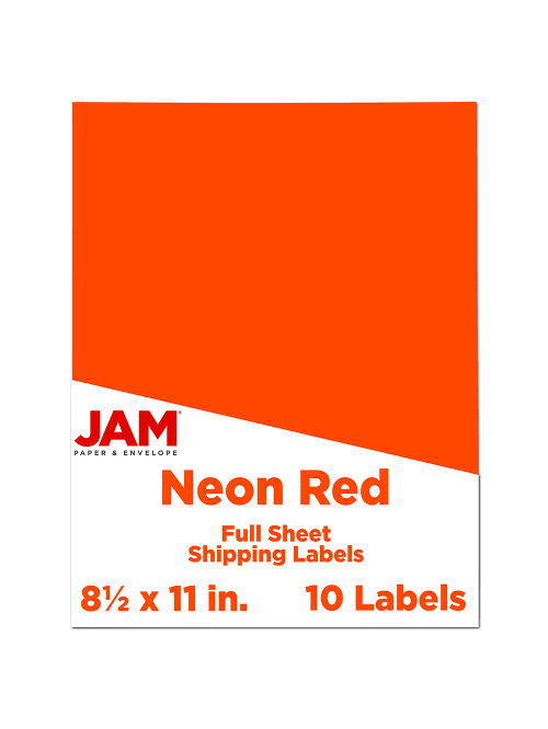 Jam Paper Full Page Mailing And Shipping Labels 337628604 8 12 X 11 Neon Red Pack Of 10 Office Depot