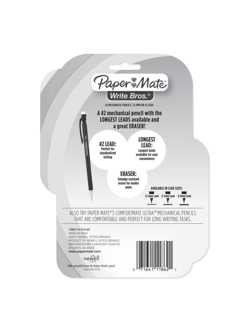 Paper Mate Write Bros Mechanical Pencils 0 5 Mm 2 Assorted Colors