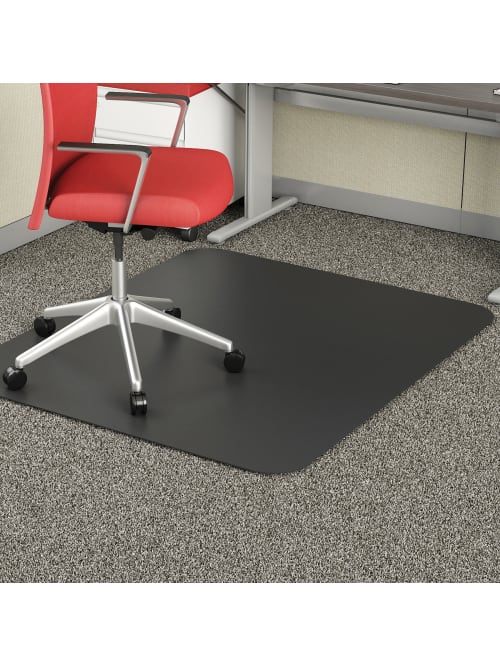 Deflecto Chair Mat For Commercial Grade Carpeting 45 W X 53 D Rectangle Black Office Depot
