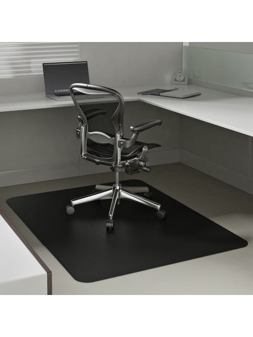 Deflect O Chair Mat For Low Pile Carpets For Commercial Grade Carpeting 46 W X 60 D Black Office Depot