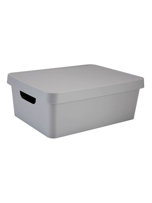 grey plastic storage boxes with lids