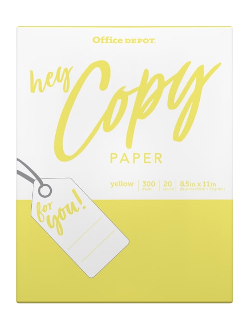 Office Depot School Copy Paper Letter Size 8 12 X 11 20 Lb Yellow Ream Of 300 Sheets Office Depot