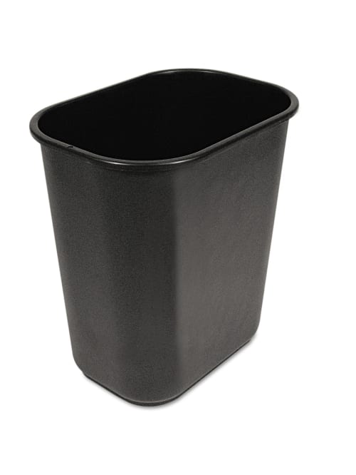 Boardwalk Soft Sided Rectangular Prism Plastic Wastebasket 28 Qt 15 H X 11 W X 14 38 D Black Office Depot