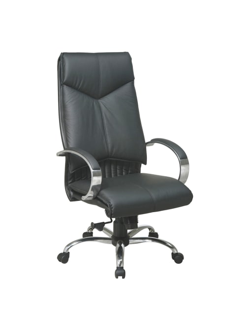 Office Star Deluxe Bonded Leather High Back Chair Blackchrome Office Depot