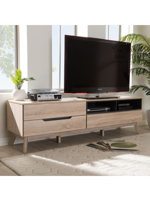 Baxton Studio Kian Tv Stand Light Browngray Office Depot