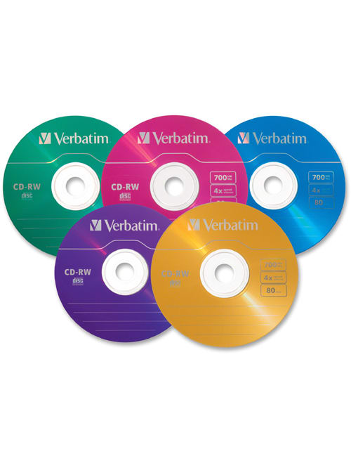 Verbatim Cd Rw Disc Spindle Assorted Colors Pack Of 20 Office Depot