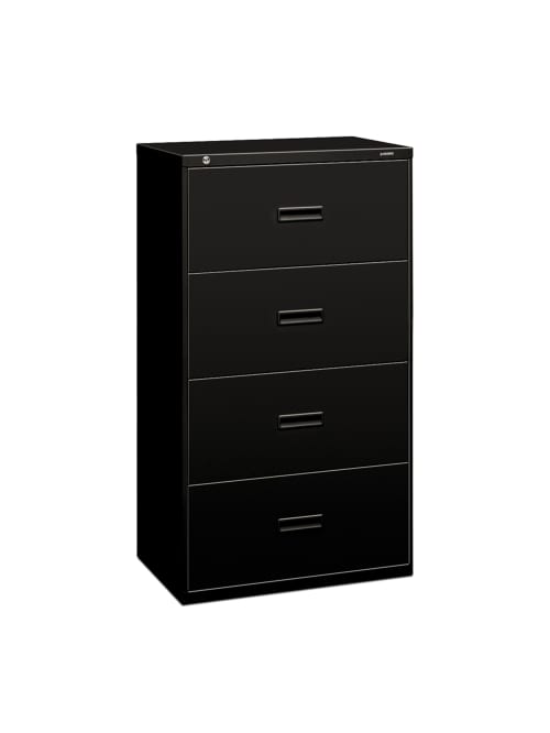 Hon 400 30 W Lateral 4 Drawer File Cabinet Metal Black Office Depot