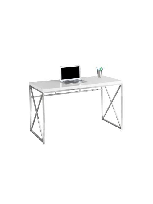 Monarch Specialties Contemporary Computer Desk With Framed Criss Cross Legs Chromewhite Office Depot