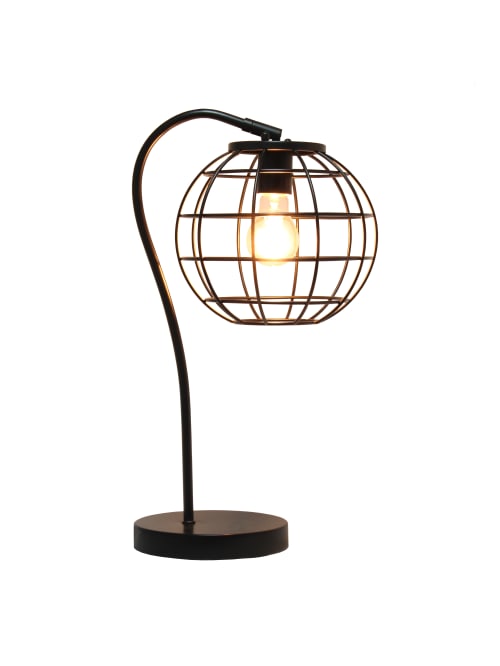 Lalia Home Arched Metal Cage Table Lamp 20 H Matte Black Office Depot