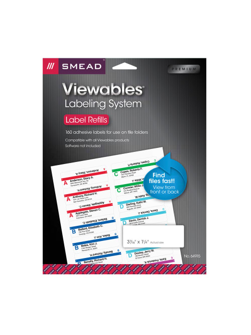 Smead Viewables Multipurpose Labels 64915 Refill Kit White Pack Of 160 Labels Office Depot