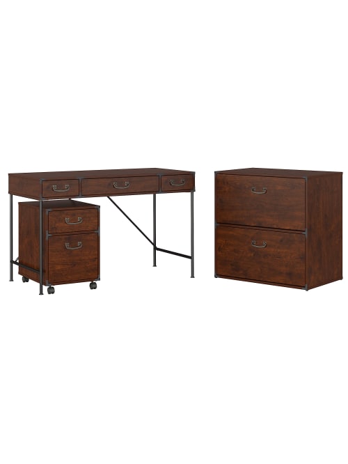 Kathy Ireland Home By Bush Furniture Ironworks 48 W Writing Desk 2 Drawer Mobile Pedestal And Lateral File Cabinet Coastal Cherry Standard Delivery Office Depot,Easy Draw Design Beginner Mandala Doodle Art