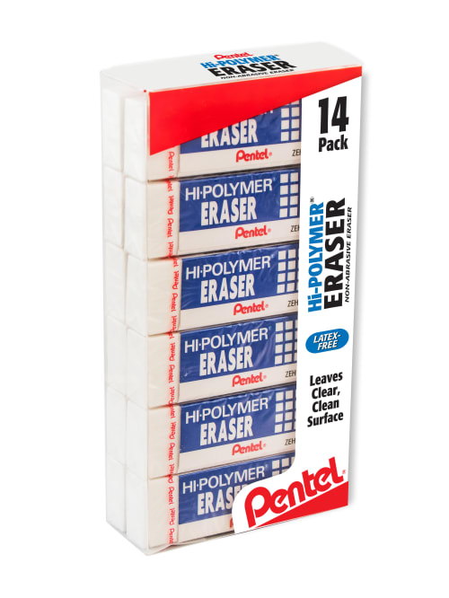 Pentel Hi Polymer Block Eraser White Pack Of 14 Office Depot