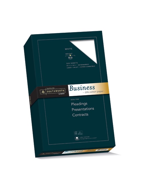 Southworth 25 Cotton Business Paper 8 1 2 X 14 20 Lb White Box Of 500 Item 402370