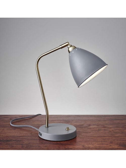 Adesso Chelsea Desk Lamp 21 H Gray Shadegray Base Office Depot