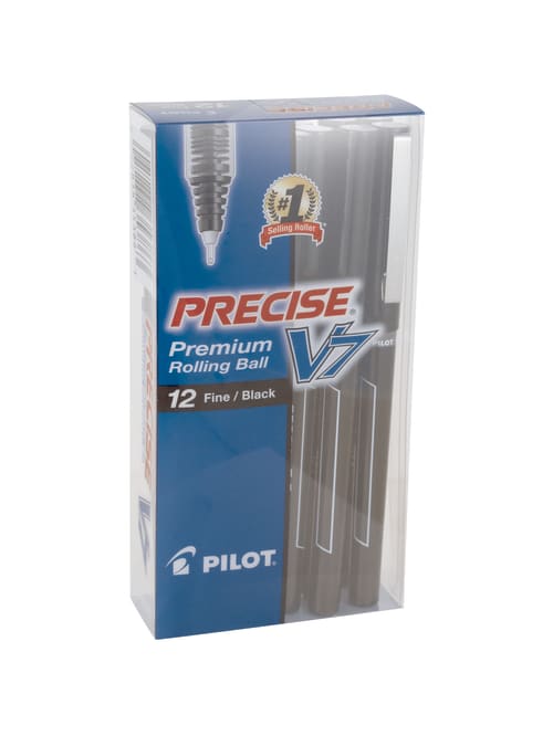 Pilot Precise V7 Rollerball Pens Fine Point Black Barrel Black Ink Pack Of 12 Office Depot