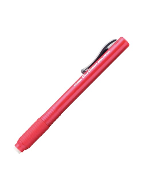 Pentel Rubber Grip Clic Eraser Lead Pencil Refillable Pen Retractable Latex Free Grip Pocket Clip Ghost Resistant Non Abrasive 1each Red Office Depot
