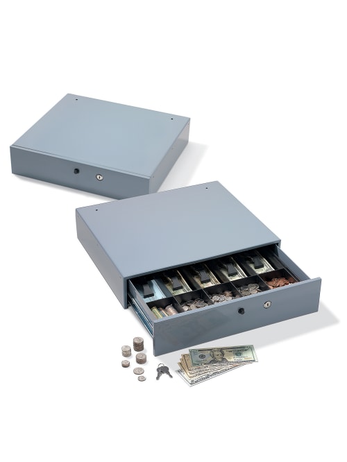 Large Capacity Manual Cash Drawer Gray Office Depot