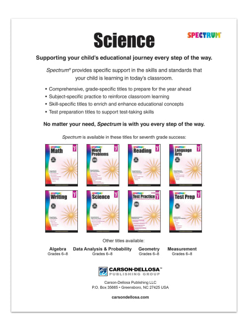 Carson Dellosa Spectrum Science Workbook Grade 7 Office Depot