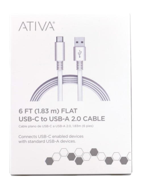 Ativa Flat Usb Type C To Usb Type A Cable 6 White 41527 Office Depot