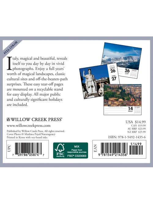 Willow Creek Daily Calendar Italy 14356 Office Depot
