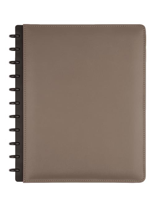 Tul Discbound Notebook Letter Size Leather Cover Narrow Ruled 120 Pages 60 Sheets Gray Office Depot