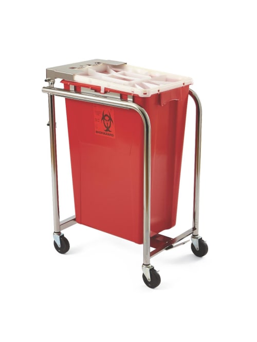 Medline Rolling Foot Pedal Cart For 18 Gallon Sharps Containers 31 H X 15 W X 21 D Chrome Office Depot