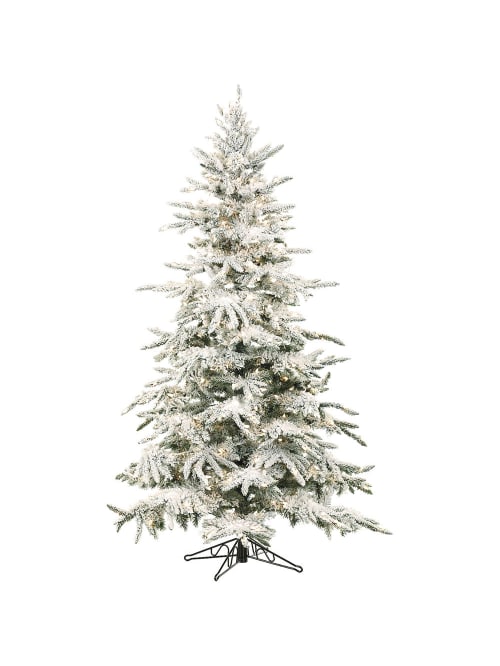 Flocked Christmas Tree Multicolor Lights