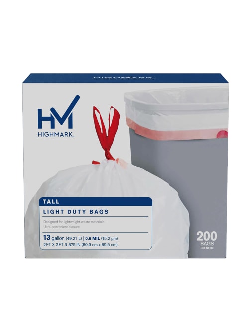 Highmark Tall 0 6 Mil Drawstring Kitchen Trash Bags 13 Gallon