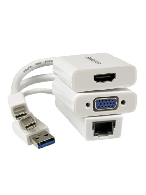 Startech Com Macbook Air Accessories Kit Mdp To Vga Hdmi And Usb 3 0 Gigabit Ethernet Adapter Office Depot