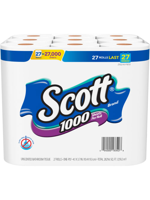 Scott 1 Ply Toilet Paper White 1000 Sheets X 27 Rolls Office Depot