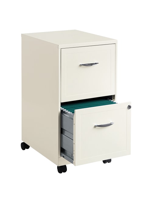 Lorell 18 D Vertical 2 Drawer Mobile File Cabinet Metal Pearl White Office Depot