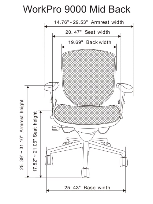 Workpro Quantum 9000 Mesh Series Ergonomic Mid Back Chair Blueblack Office Depot