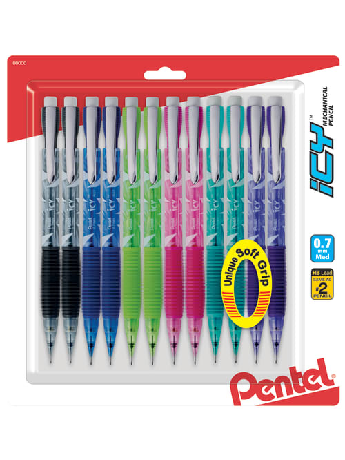 Pentel Icy Mechanical Pencils 0 7mm 2 Lead Assorted Barrel Colors