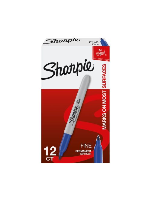 Sharpie Permanent Fine Point Markers Blue Pack Of 12 Markers Office Depot