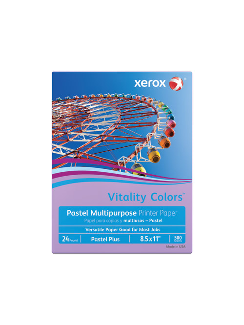 Xerox Vitality Colors Pastel Plus Multi Use Printer Paper Letter Size 8 12 X 11 24 Lb 30percent Recycled Lilac Ream Of 500 Sheets Office Depot