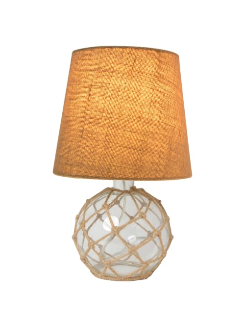 Elegant Designs Buoy Glass Table Lamp, Glass Lamp With Burlap Shade
