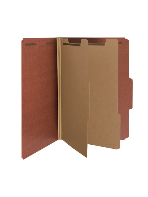 Smead Pressboard Classification Folders 2 Dividers Legal Size 100percent Recycled Redbrown Pack Of 5 Office Depot