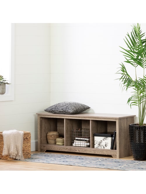 South Shore Vito Cubby Bench Weathered Oak Office Depot