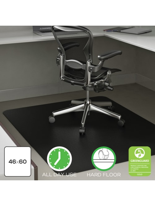 Deflecto Economat Hard Floor Chair Mat 46 X 60 Rectangle Black Office Depot