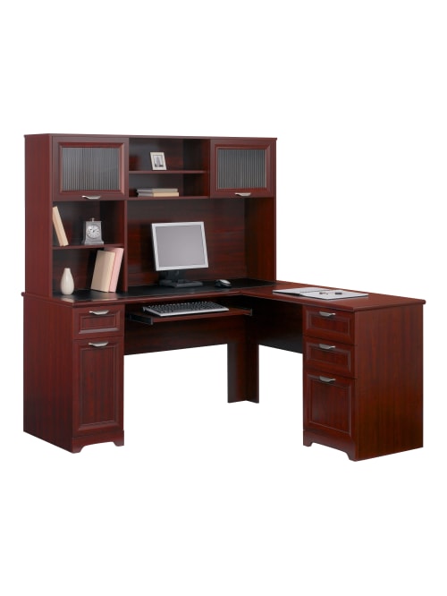 Realspace Magellan 59 W L Shaped Desk Classic Cherry Office Depot